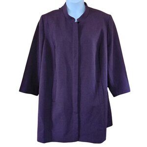 Classiques Entier Womens Purple Open-Front Jacket With Mandarin Collar Size L